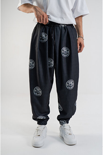 Gerusta Men's Summer Fitness-Gym Patterned Loose Elastic Waist Pants