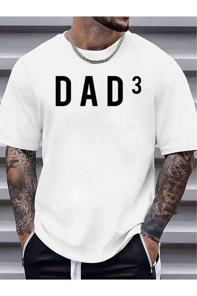 21JNRY Dad 3 Print Casual T-Shirt, Summer Men'S Round Neck Short Sleeve T-Shi...