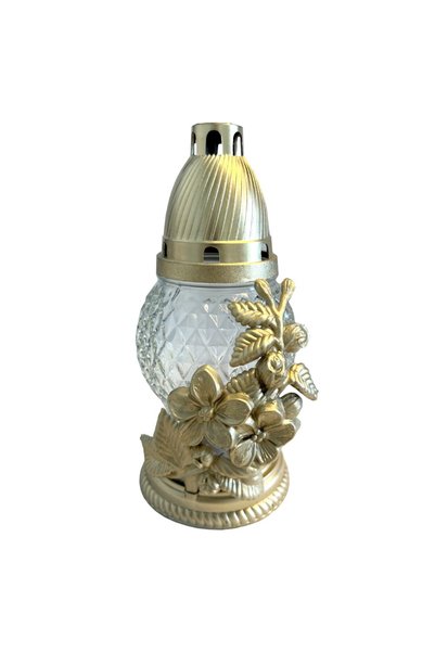 LCA Set 4 x Candela din Sticla cu Flori, Alb, 15 Ore