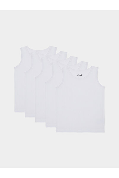 Styli Boys Pack of 5 - Solid Cotton Blend Vests