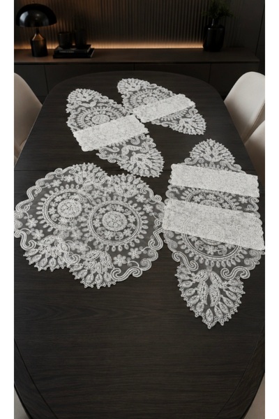 NazenHome Boncuk İşlemeli Lüks 5 Parça Salon Takımı