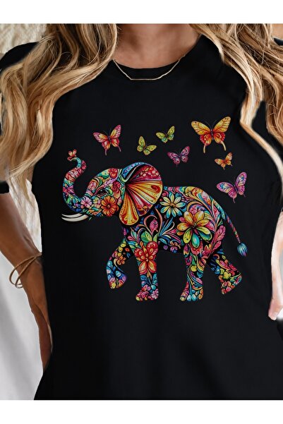 Generic Brand Colorful Floral Elephant with Butterflies,everyday essential,sh...