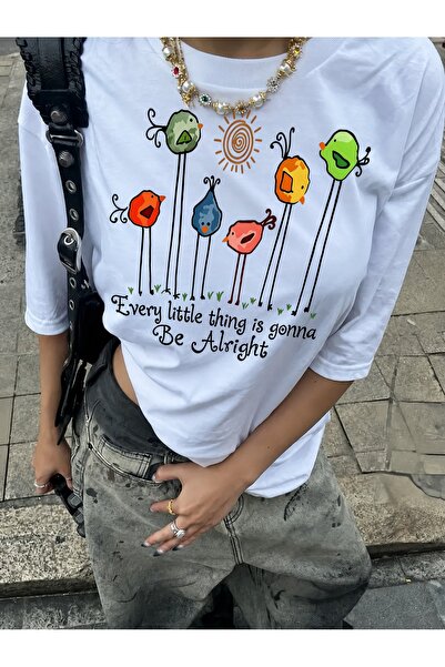 Generic Brand Colorful Birds with Inspirational Quote,short sleeve,women's t-...