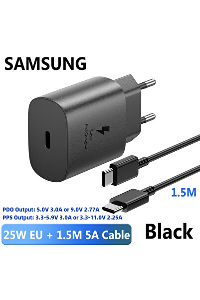 Choice3 SAMSUNG Black EU add 1.5m 25W Charger Super Fast Charge Adapter Phone...