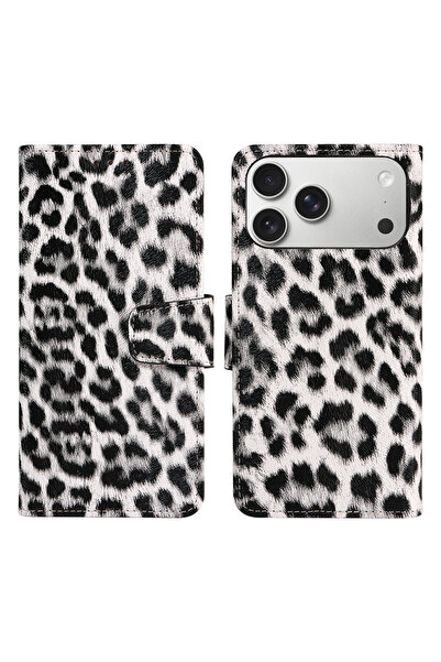 Choice89 iPhone17 Pro white Leopard Print Leather Phone Case for IPhone 17 16...