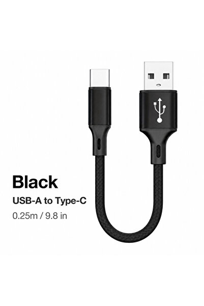 Choice1 0.25m Black USB-A to USB-C 0.25M Short USB-A to Type-C Cable 3A Fast ...