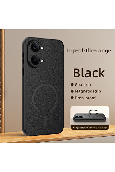 Choice27 POCO X8 Pro black Luxury Goat Skin Leather Magnetic Ring Phone Case ...