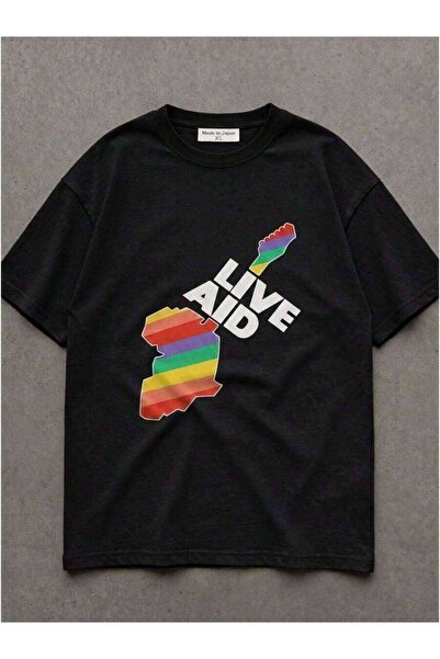 23ERVA Live Aid 1985 Festival Music For The World Navy Black T-Shirt, Sizes S...