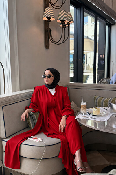 müqofficial طقم عباءة هويما من قطعتين - أحمر