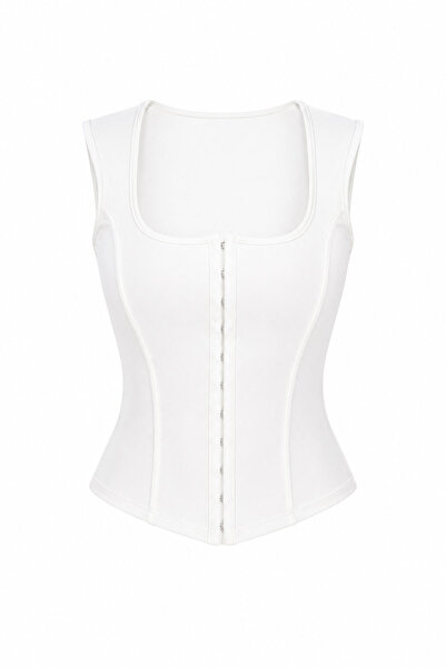 Özge Özgenç U-Neck Snap Button Blouse