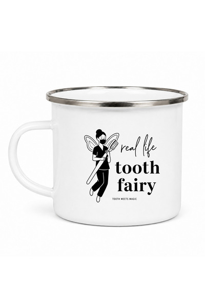 OEM Cana emailata Real life tooth fairy, metal emailat, alb