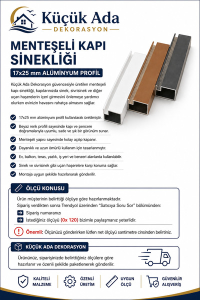 17x25 Sineklik Alüminyum Kasa Profili – Dayanıklı Sineklik Profil Seti [ 120 cm ]