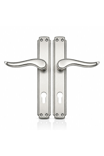 Generic Grey Door Handle Set with Long Backplate, Modern Interior Curved Door...
