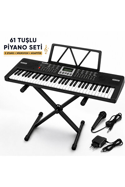 MultiZone Çocuklar İçin 61 Tuşlu Dijital Org X Stand Mikrofonlu 100 Ton 100 R...