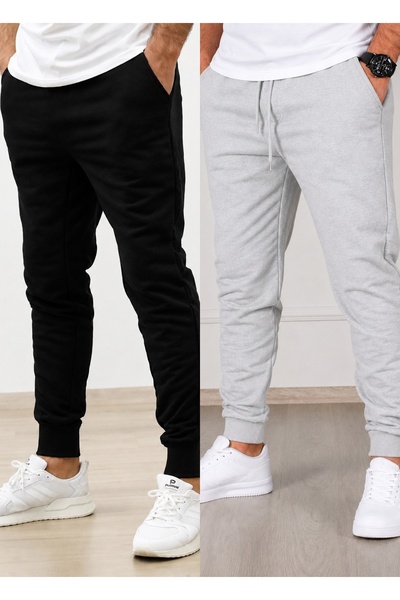 TORUK MAKTO Set of 2 Unisex Ribbed Leg Sweatpants Jogger Comfortable Fit Dail...