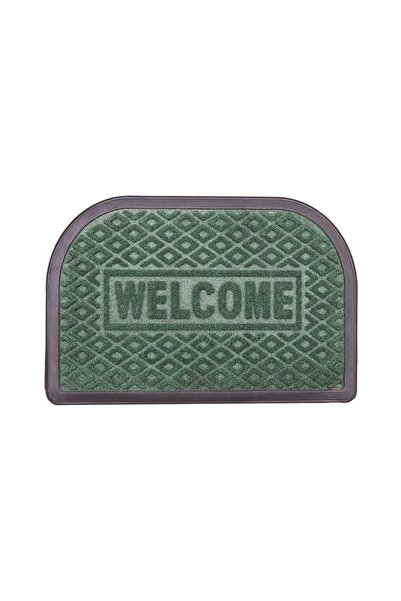 Casa Plastor Preș mochetă Welcome semioval verde 60x40 cm