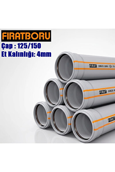 FIRAT 125/150mm Dublex PVC Atık Su Borusu, 4mm Et Kalınlığı, 1 Adet