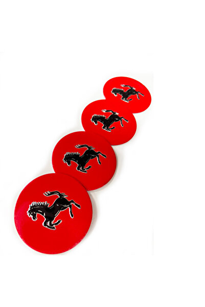 KOTO Wheel Logo Wheel Hub Emblem Sticker Emblem Ferrari Red 4 Pieces 67mm