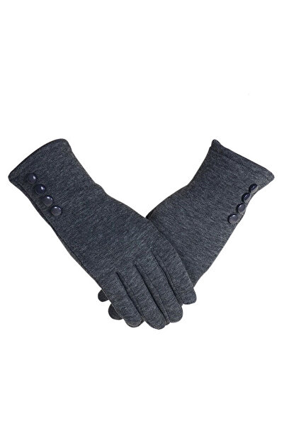 VeeShop Women's elegant touchscreen gloves with buttons - Grey