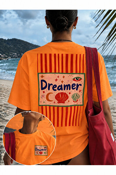 OVER HEAD Women's Dreamer Star Printed Oversized T-Shirt