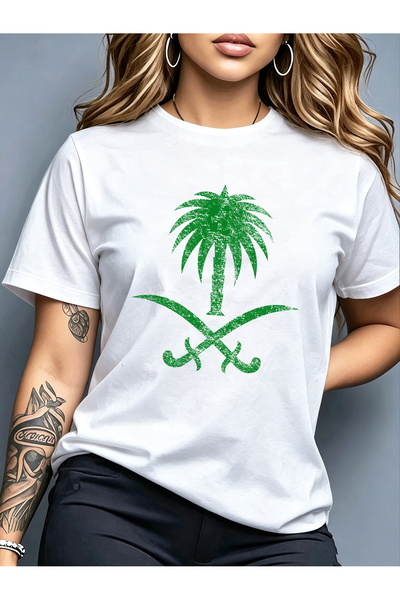 MUZİ قميص للرجال والنساء بمناسبة اليوم الوطني السعودي، مصنوع من القطن 100%، م...