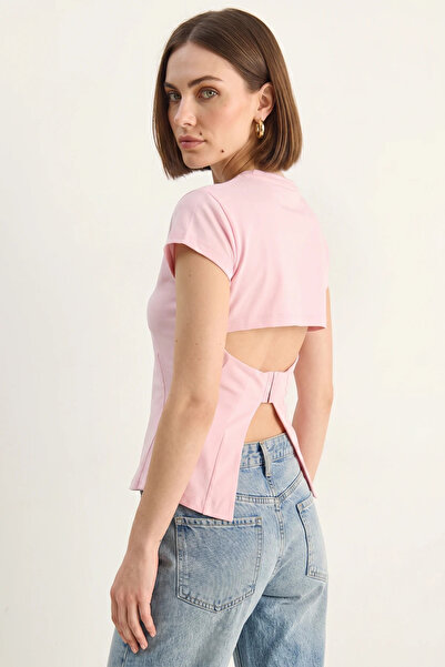 Şeker Portakalım Women's Cotton Corset with Metal Buckle on the Back and Slit...