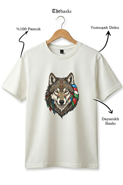 The Baski Wolf Figured Turkey Flag Gray Wolf Alpha Turkish Flag Printed 100% ...