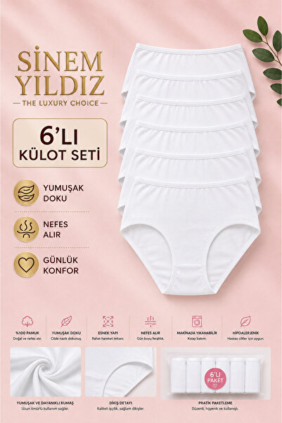 Sinem Yıldız Çamaşırları Sinem Yıldız Women's 95% Cotton High Waist Panties 6...