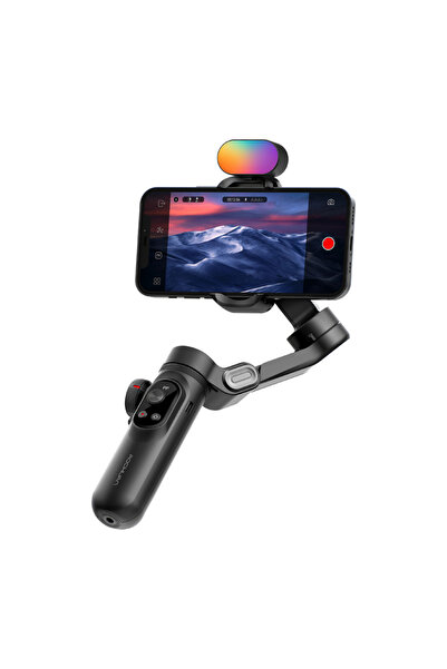 AOCHUAN Smart X Pro Gimbal pentru smartphone cu 3 axe, cu lumină RGB, ecran O...