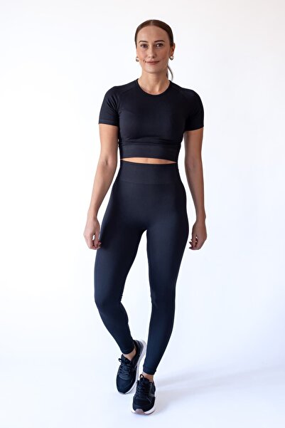 FEELAMORE Active Seamless Ribli Kısa Kollu Crop Top ve Toparlayıcı Yüksek Bel...