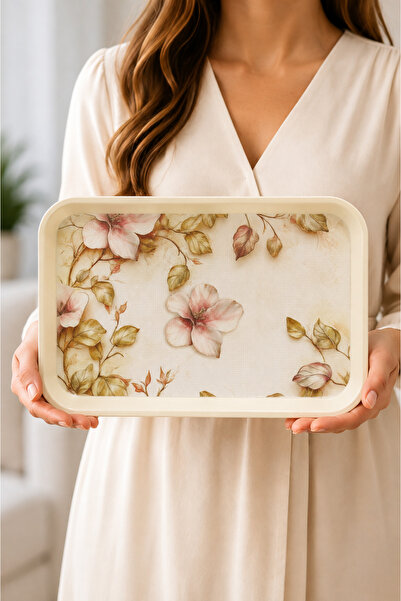 Zucci Home Floral Vintage 20x30 cm Dekoratif Servis Tepsisi – Vintage Sunum Ç...