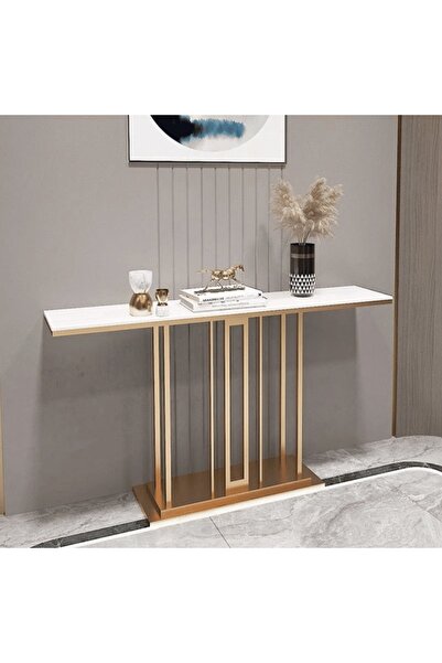 kold concept KC-0193 Modern Dikdörtgen Beyaz MDF Konsol Masa, Zarif Geometrik...