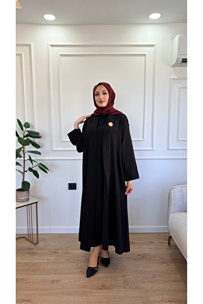 Moda Misali Broşlu Kuşaklı Abaya Takım