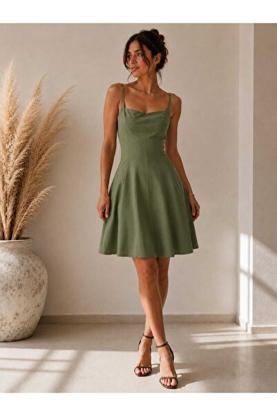 GİYİYORUM Women's Mini Dress with Straps and Waist Seatings