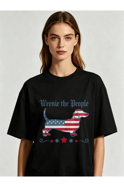 k222 تي شيرت نسائي، American Weenie The People، 4th Of July، Dachshund Lover،...
