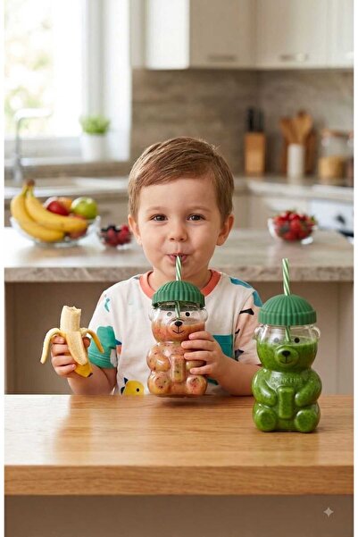 Funny Life Figürlü Pipetli Çocuk Matarası – Bereli Tasarım- 1500 ML