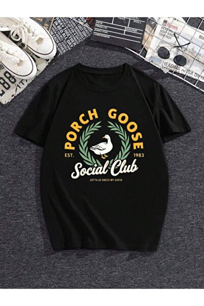 NOURAM تي شيرت نسائي بطباعة جرافيك من Porch Goose Social Club |   بلوزة عصرية...