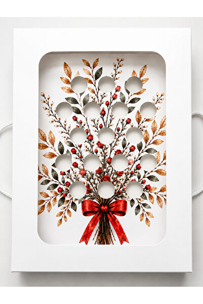 EgeConcept MİNİ CUPCAKE 17 BÖLMELİ KAPAĞI PENCERELİ GÜL BUKET KUTU 35x26x11