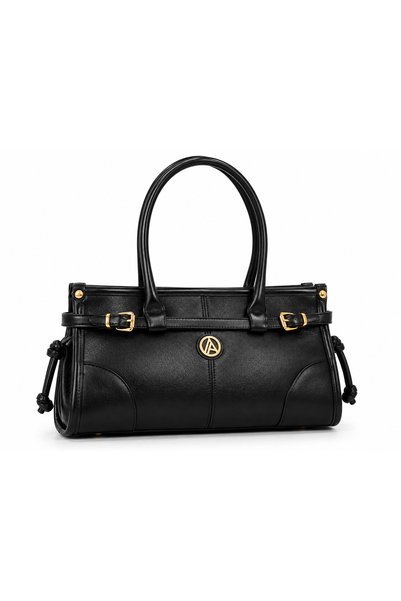 Armine TREND Front Belted Shoulder Strap Bag Black Arm176