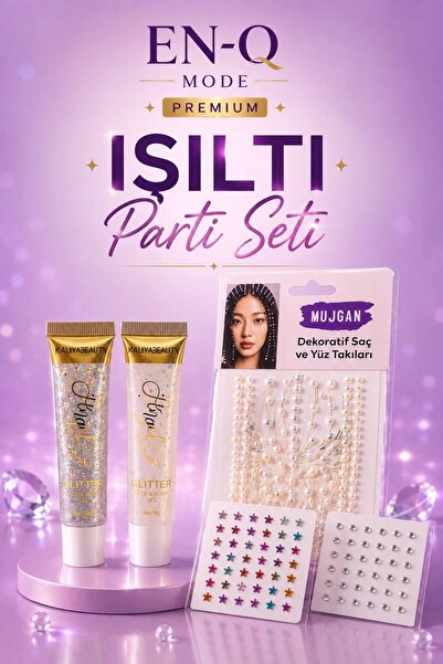 ENQ Işıltı Parti Seti 4 Parça – 2’li Jel Sim + Yüz Taşı + Saç Taşı | Festival...