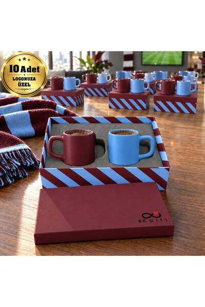 Bk Gift Logonuza Özel 10 Adet Kutulu Bordo Mavi Taraftar Temalı Seramik 2'li ...