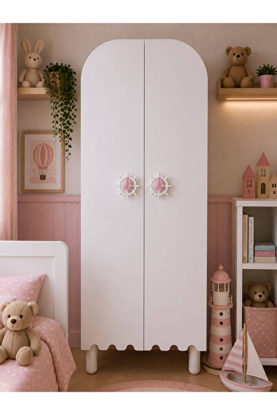 Afilli Gemici Oval 2 Kapaklı Dolap Tamamı Mdf Pembe