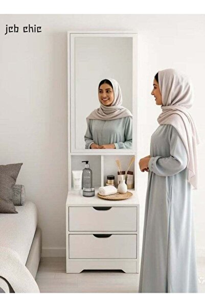 JCB CHIC White Makeup Vanity with Mirror and Storage, 2-Drawer Dressing Table...