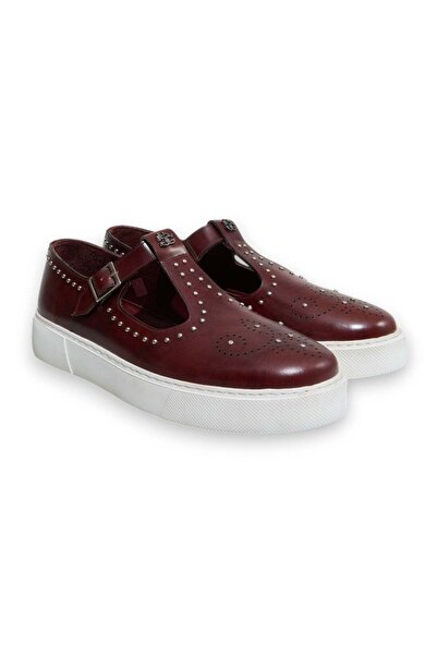 FRANCO CALVANI Burgundy Color Laceless Genuine Leather Men's Shoes