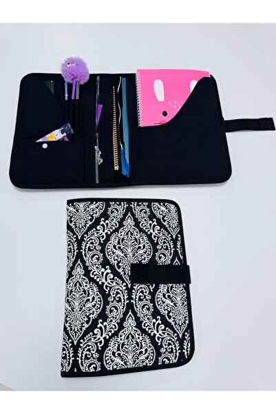 MORA BAG Tablet/ Kitap/ Laptop Çantası Dantel Desen / Siyah - Öğretmen Boy 14...