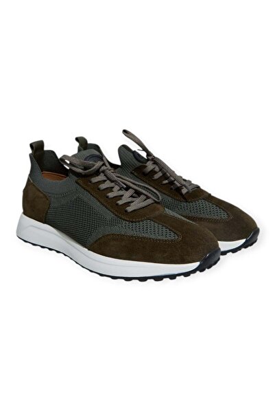 FRANCO CALVANI Green Color Lace-Up Genuine Leather Men's Shoes