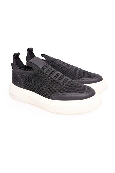 FRANCO CALVANI Black Color Laceless Genuine Leather Men's Shoes