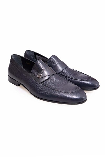 FRANCO CALVANI Dark Blue Color Laceless Genuine Leather Men's Shoes