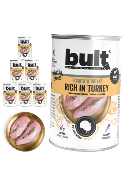 Bult Hrană umedă completă pentru câini, bogată în curcan, conservă 6x400g