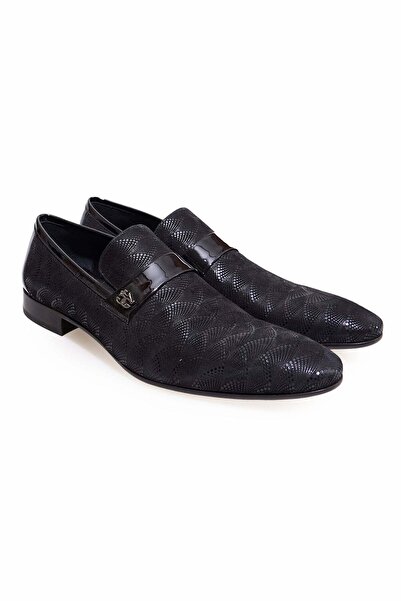 FRANCO CALVANI Black Color Laceless Genuine Suede Leather Men's Shoes
